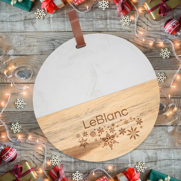 Round Wood & Marble Cutting Board