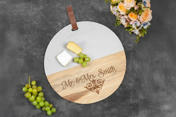 Round Wood & Marble Cutting Board