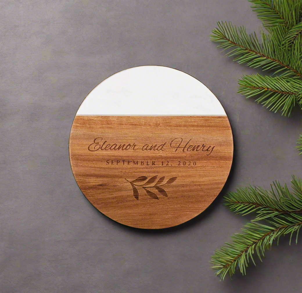 Engraved Marble and Acacia Wood Coaster  Personalize Gift Fujifilm Print Life Fujifilm Print Life Personalized Photo Gift Made in Canada