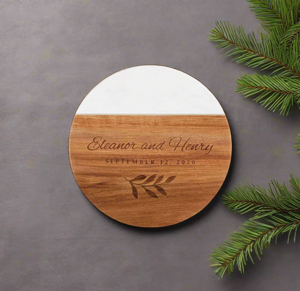 Engraved Marble and Acacia Wood Coaster  Personalize Gift Fujifilm Print Life Fujifilm Print Life Personalized Photo Gift Made in Canada