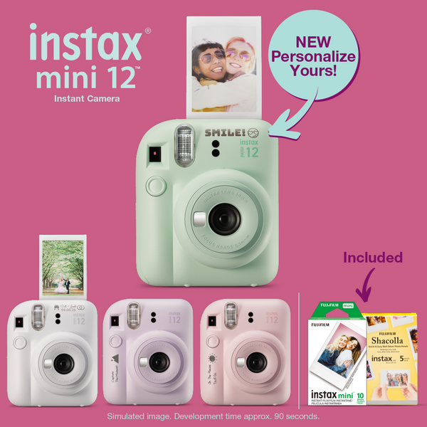 Personalized instax mini 12™ Instant Camera Bundle Personalized Fujifilm Instax Mini 12 Camera Bundle with Film  Fujifilm Fujifilm Print Life Personalized Photo Gift Made in Canada