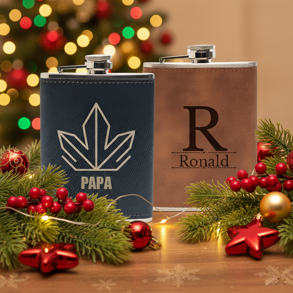 Engraved Leather Flasks