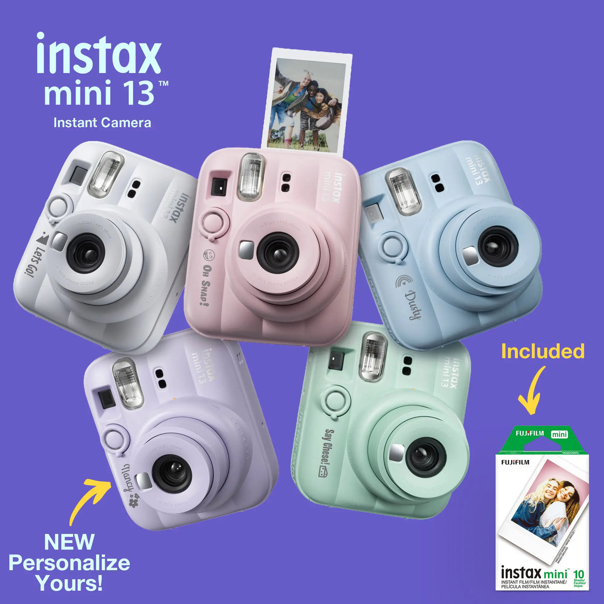 instax mini 13 instant camera + mini instant film (10 exposures) Personalized Fujifilm Instax Mini 13™ Camera Bundle with Film Camera Fujifilm Fujifilm Print Life Personalized Photo Gift Made in Canada