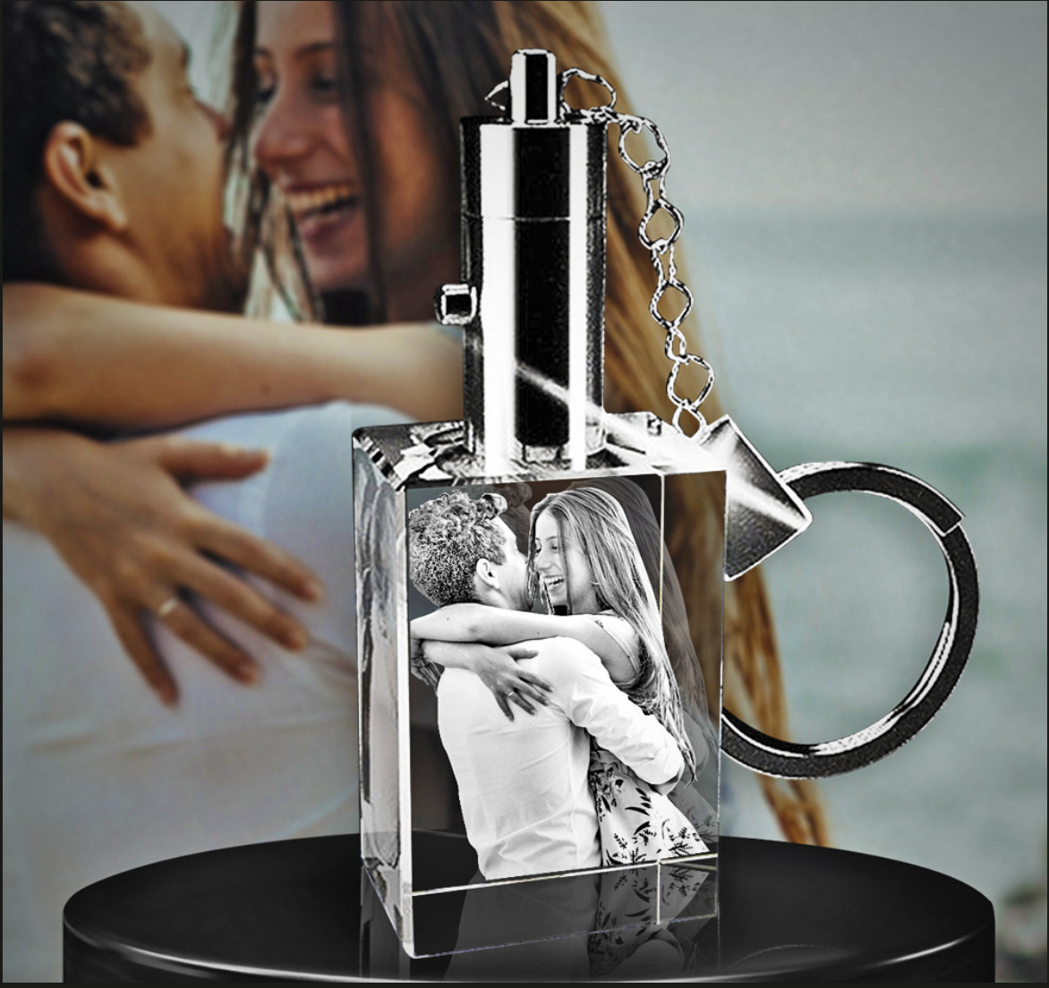 3D Crystal Rectangle Keychains. Personalized Photo Gift Made in Canada