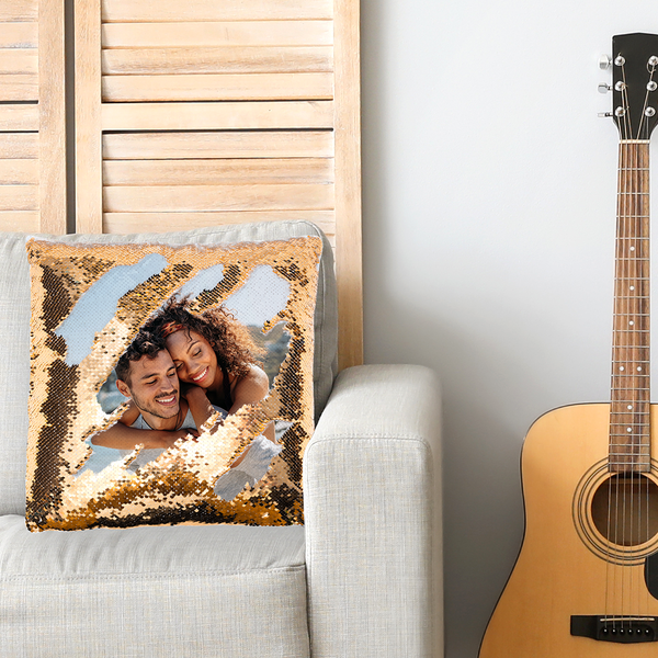 Sequin Pillow Cover Personalized Sequin Pillow Cover, Photo Pillow Case,  Fujifilm Print Life Fujifilm Print Life Personalized Photo Gift Made in Canada